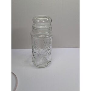 1982 Planters Glass Canister Jar Wheat Pattern with Lid Mr Peanut Anchor Hocking